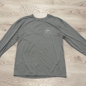 Guy Harvey Men's Long Sleeve Tee in Heather Gray with Subtle Logo